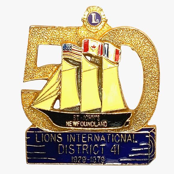 1979 Lions Club International 50 Year Anniversary Pin, St John's Newfoundland - Picture 1 of 2